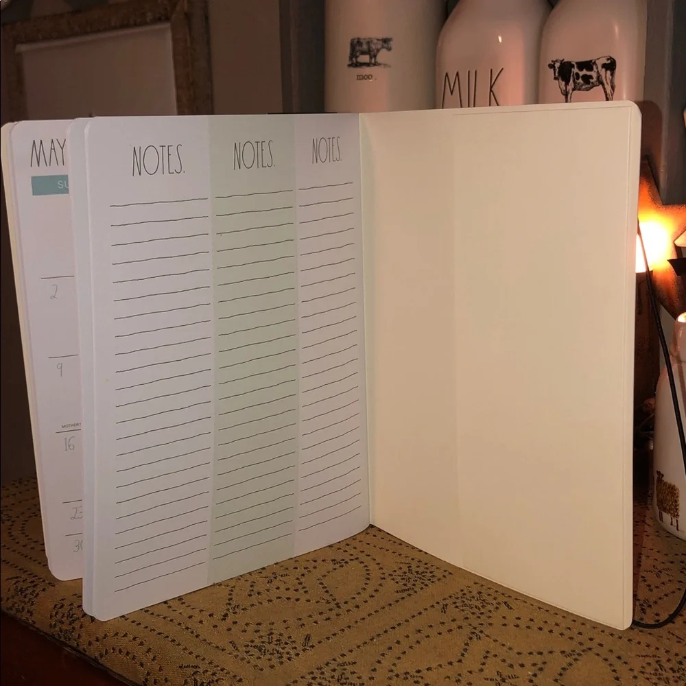Rae Dunn 2027. 17 Month Planner with Blue/Green Stripes Design